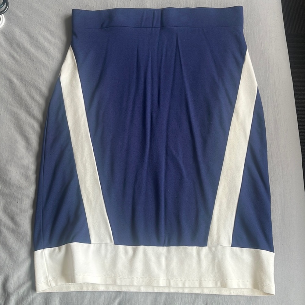 Navy and White Pencil Skirt